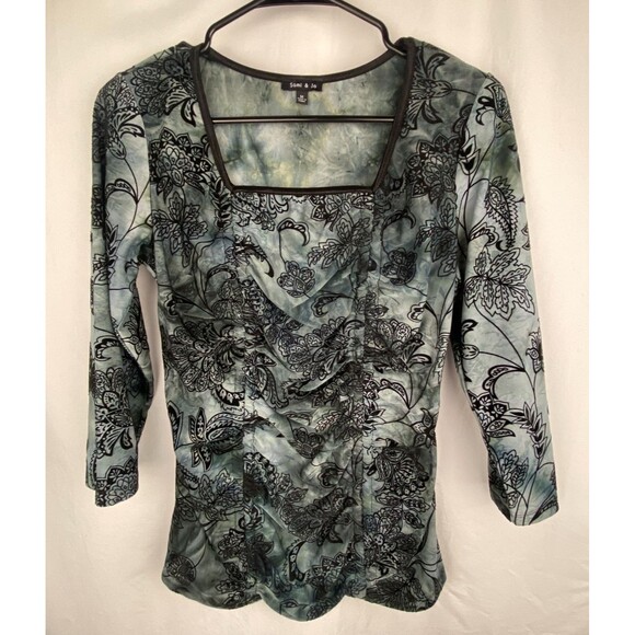 Sami & Jo Tops - Vintage Y2k Top Womens Medium Blue Black Rusched Velvet Whimsigoth Fairy